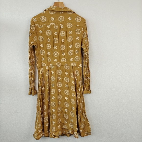 Boden Womens US 10 Yellow White Floral Pleated Button Front Knee Length Dress - Picture 9 of 12